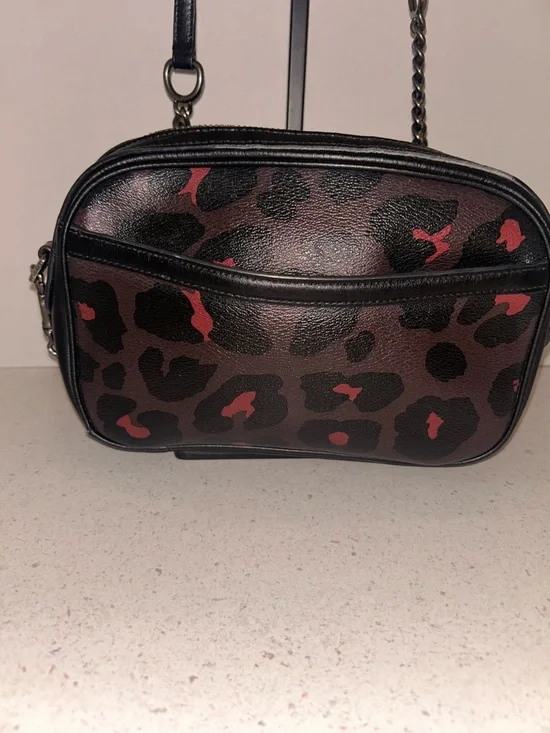 Coach Isla Leopard Print Crossbody in Brown, Black and Red - Picture 4 of 14